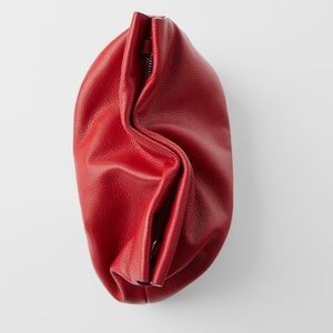 ZARA Gathered Leather Crossbody Shoulder Bag